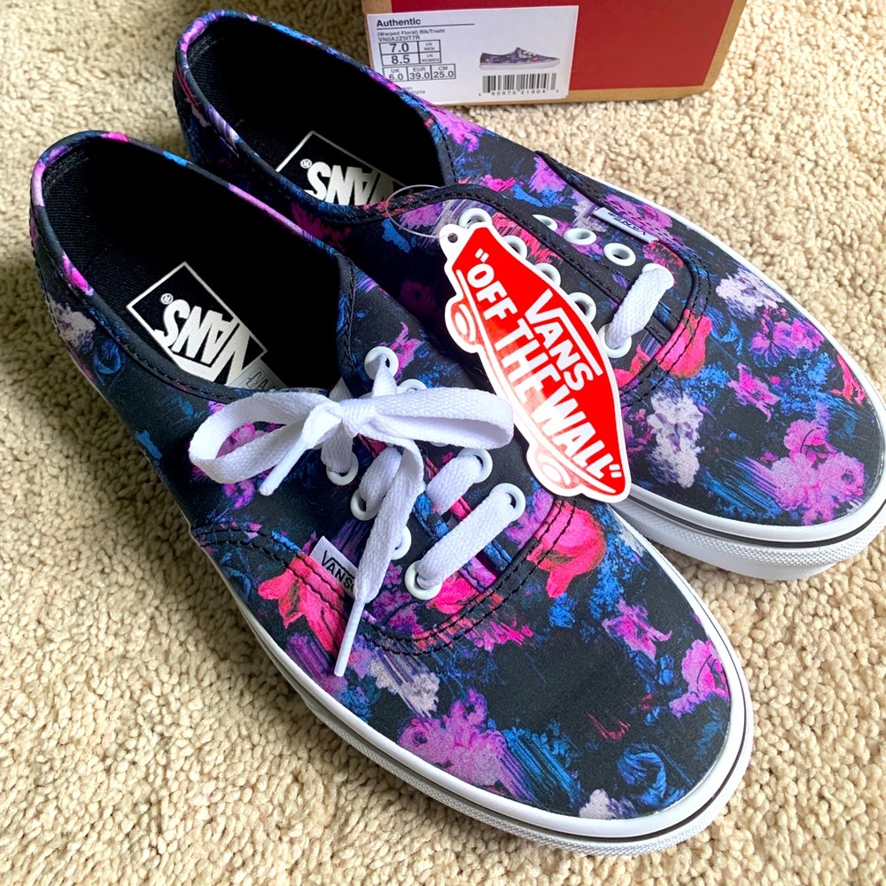 Vans Authentic Warped Floral Sneakers size 8.5 womens
